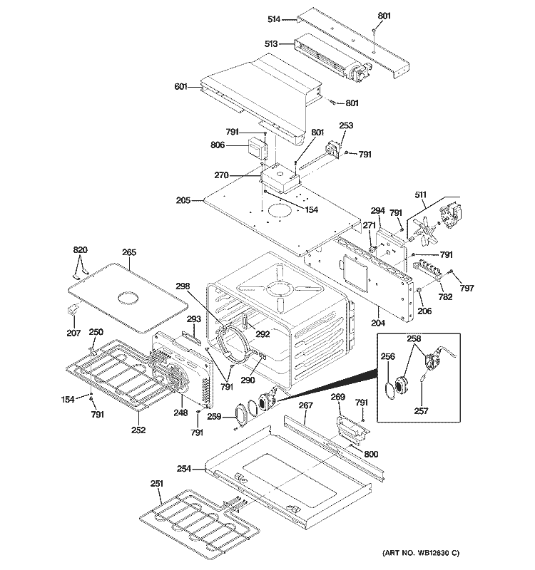 BODY PARTS 1 Diagram and Parts List for ZET1038SF3SS  General Electric Wall Oven