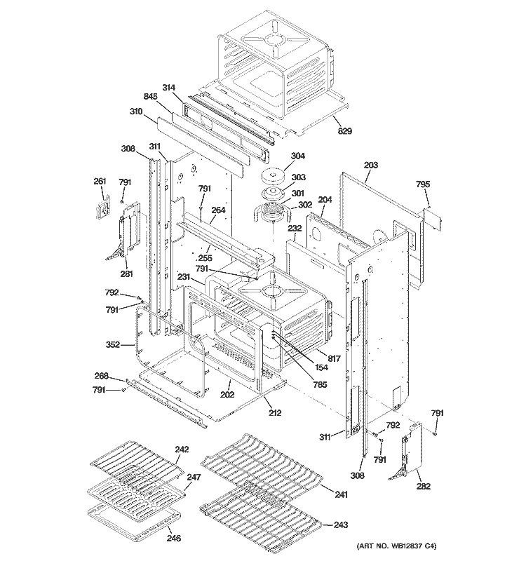 BODY PARTS 2 Diagram and Parts List for ZET1058BF3BB  General Electric Wall Oven