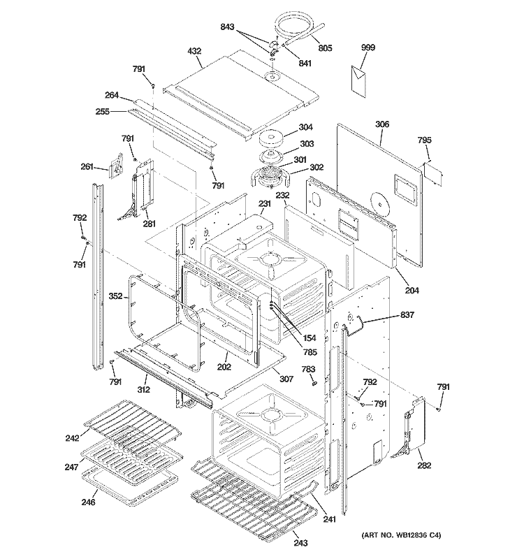 BODY PARTS 1 Diagram and Parts List for ZET1058BF4BB  General Electric Wall Oven