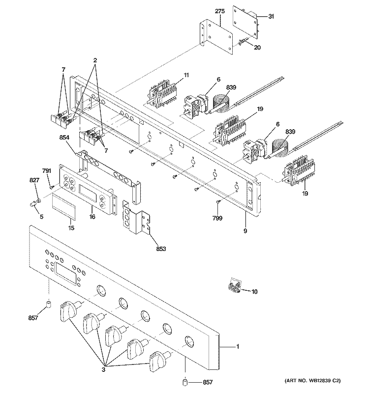 CONTROL PANEL Diagram and Parts List for ZET1058PF1SS  General Electric Wall Oven