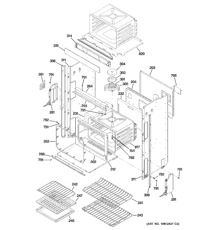 BODY PARTS 2 Diagram and Parts List for ZET1058PF1SS  General Electric Wall Oven