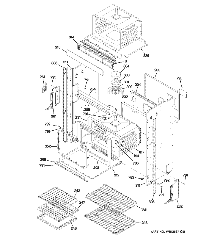 BODY PARTS 2 Diagram and Parts List for ZET1058PF4SS  General Electric Wall Oven