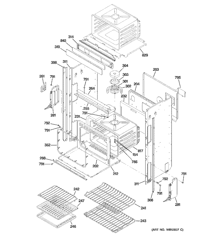 BODY PARTS 2 Diagram and Parts List for ZET1058SF2SS  General Electric Wall Oven