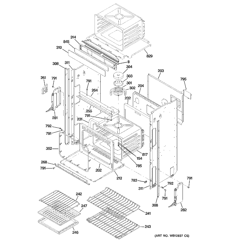 BODY PARTS 2 Diagram and Parts List for ZET1058SF4SS  General Electric Wall Oven