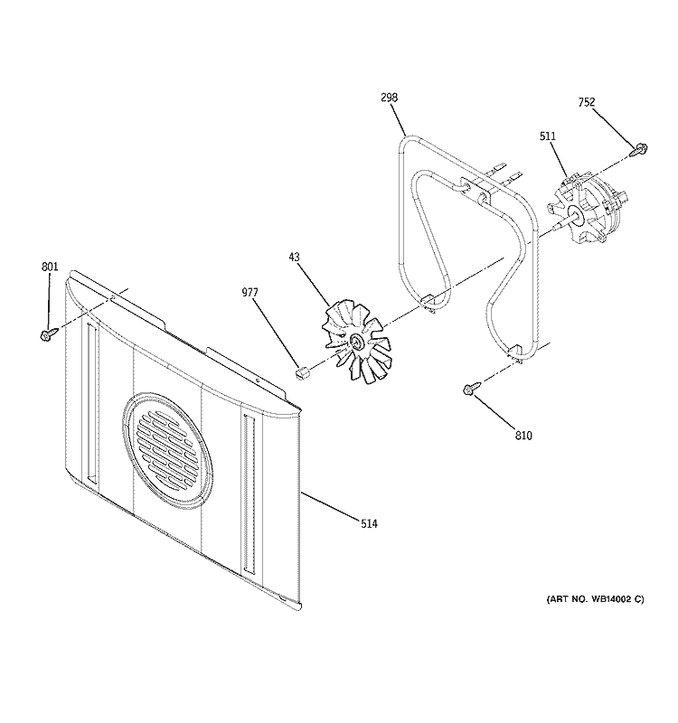 CONVECTION FAN Diagram and Parts List for ZEK958SM1SS  General Electric Wall Oven