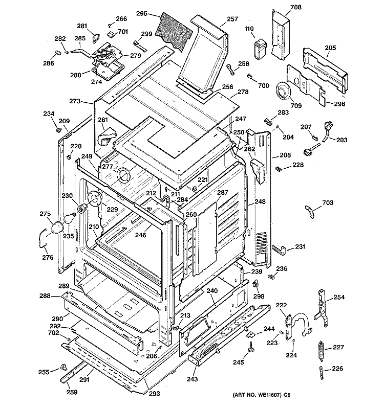 BODY PARTS Diagram and Parts List for JGBP30WEV2WW  General Electric Range