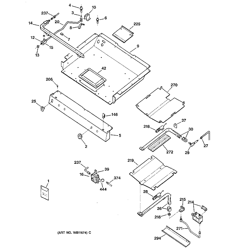 GAS & BURNER PARTS Diagram and Parts List for JGBP30WEV4WW  General Electric Range