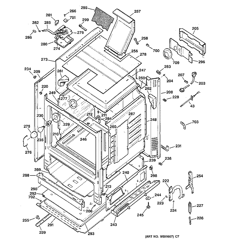 BODY PARTS Diagram and Parts List for JGBP30WEV3WW  General Electric Range