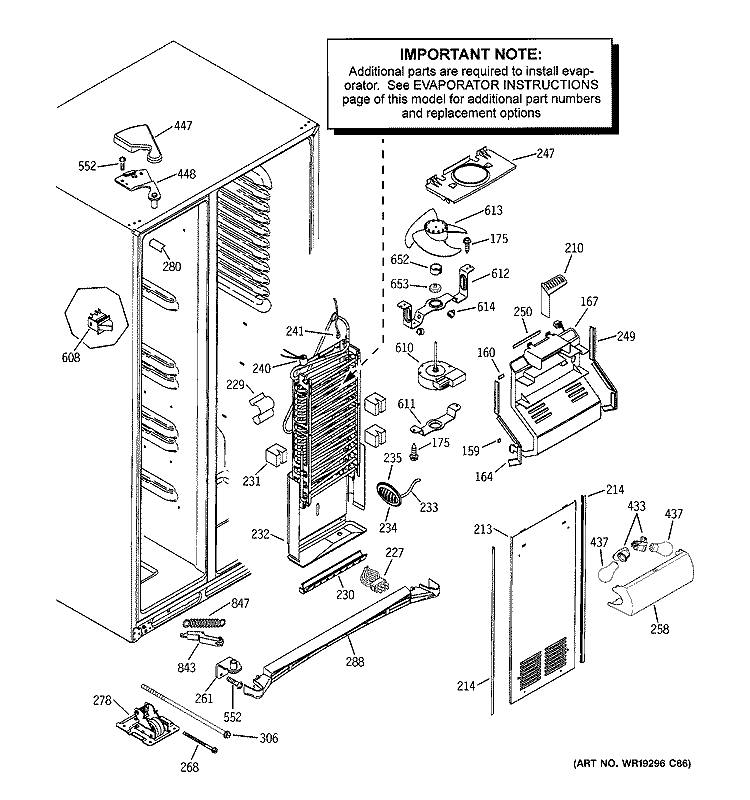 FREEZER SECTION Diagram and Parts List for GCL22QGTGSV  General Electric Refrigerator