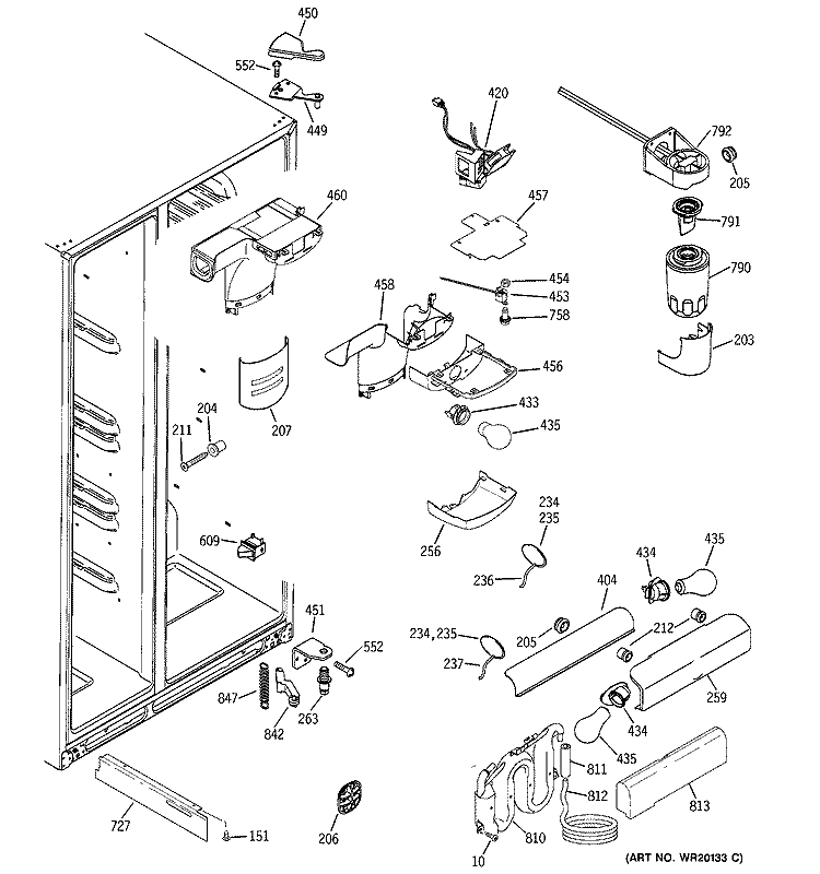 FRESH FOOD SECTION Diagram and Parts List for GCL22QGTGSV  General Electric Refrigerator