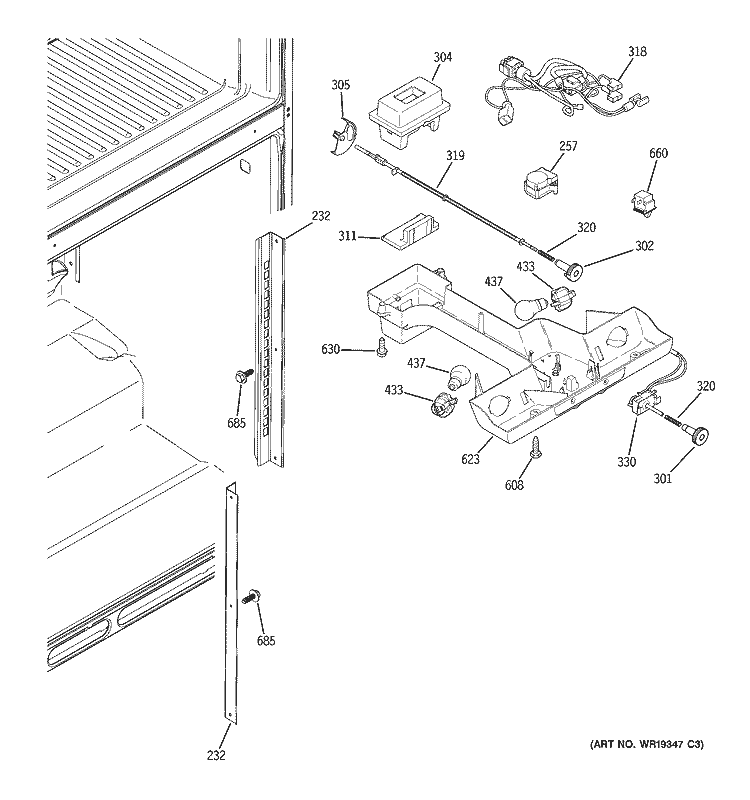 FRESH FOOD SECTION Diagram and Parts List for HTS22GBPDRCC  Hotpoint Refrigerator