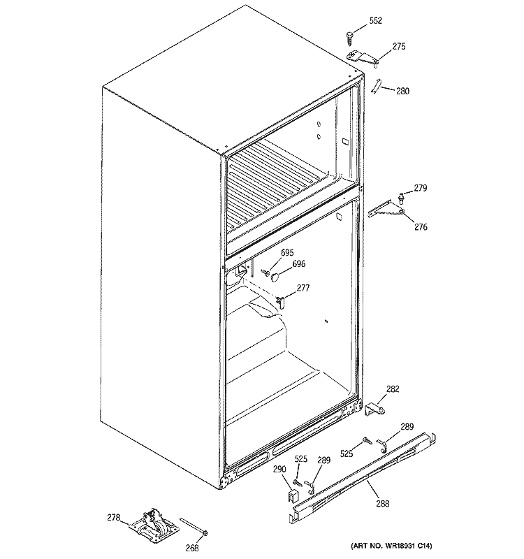 CASE PARTS Diagram and Parts List for HTS22GBPDRCC  Hotpoint Refrigerator