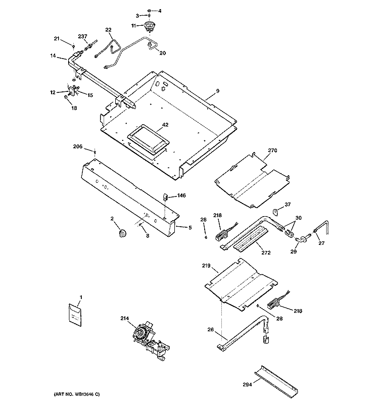 GAS & BURNER PARTS Diagram and Parts List for JGBP25WEL3WW  General Electric Range