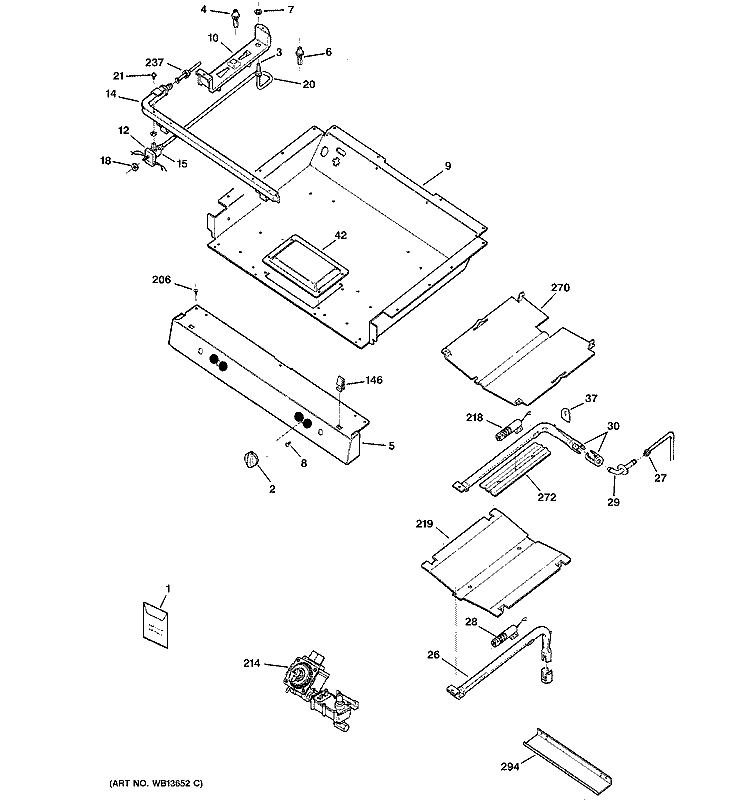 GAS & BURNER PARTS Diagram and Parts List for JGBP35GXH5WW  General Electric Range