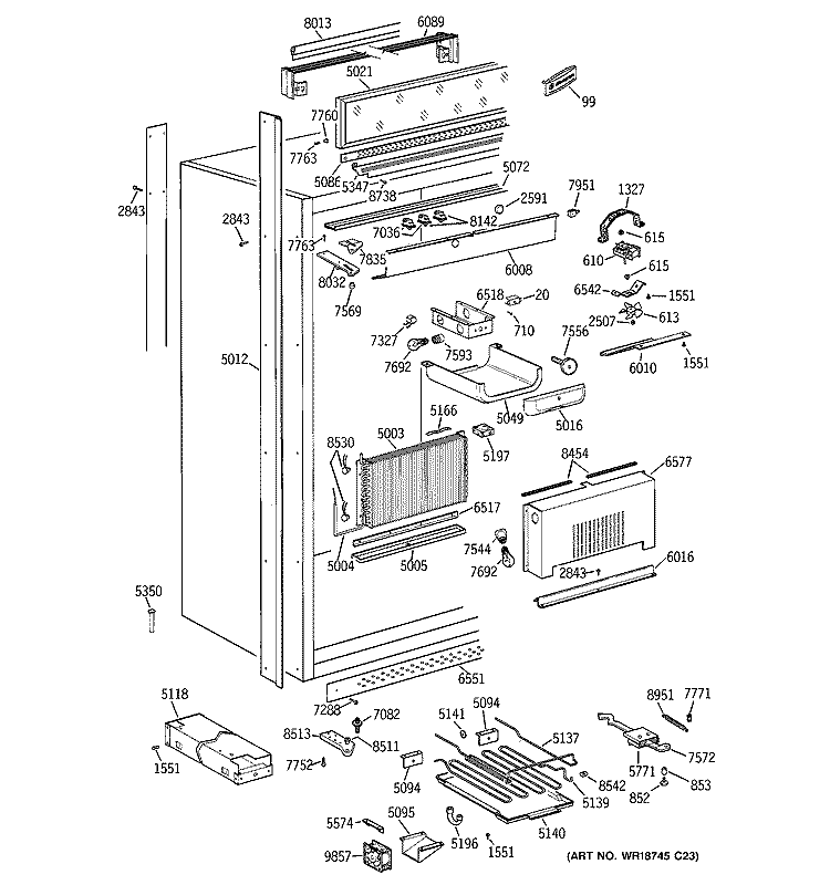 CABINET Diagram and Parts List for ZIR36NMDLH  General Electric Refrigerator