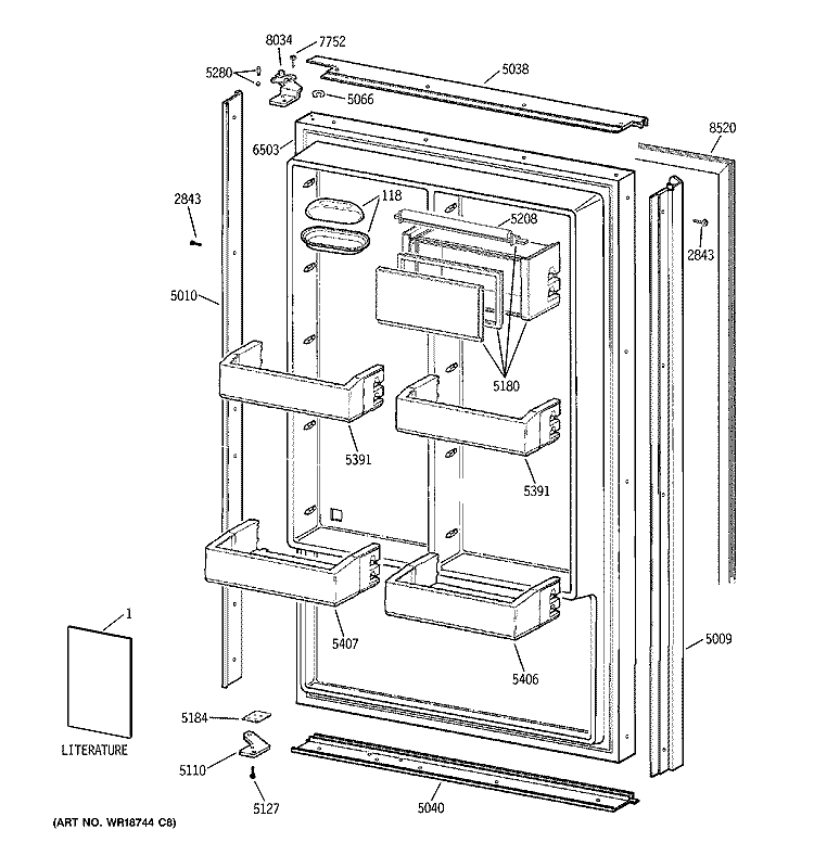 DOOR Diagram and Parts List for ZIR36NMDRH  General Electric Refrigerator