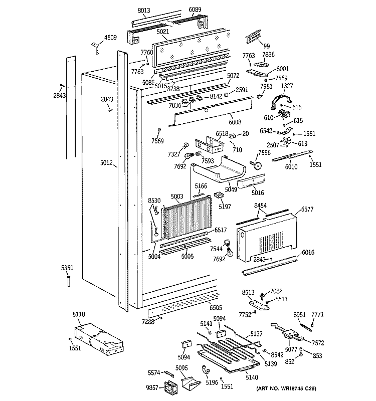 CABINET Diagram and Parts List for ZIR36NMHRH  General Electric Refrigerator