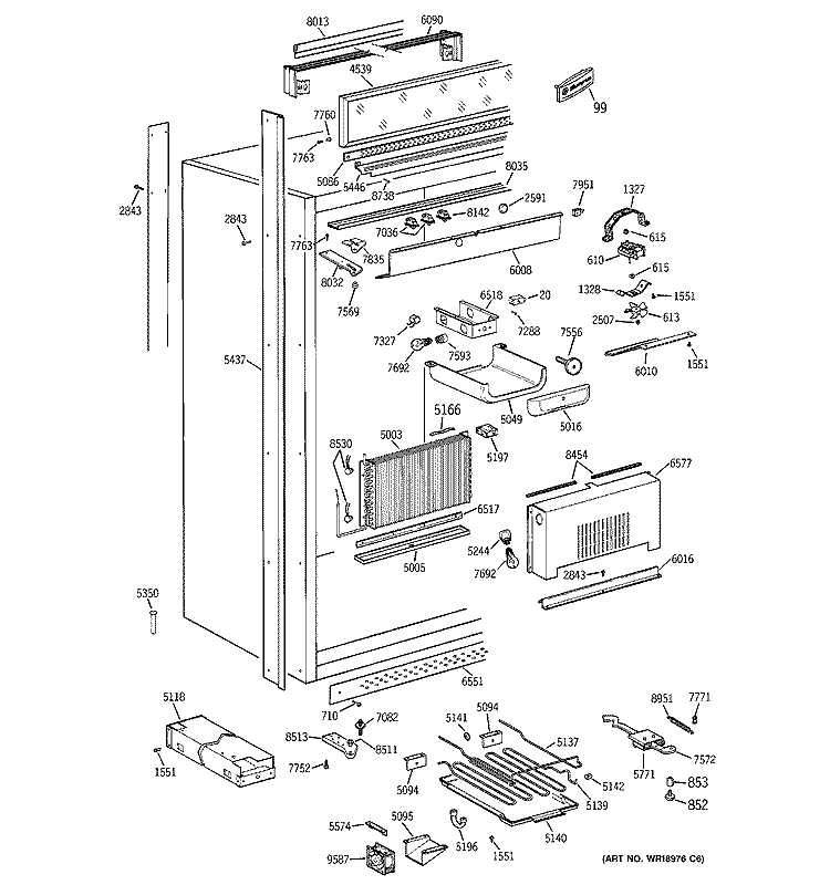 CABINET Diagram and Parts List for ZIRS36NMCLH  General Electric Refrigerator