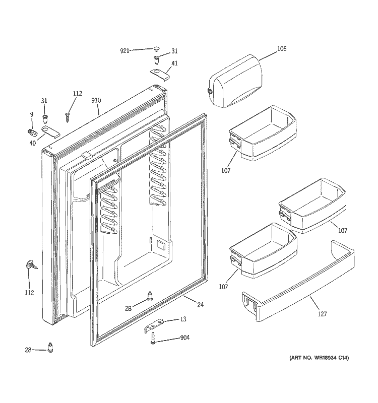 FRESH FOOD DOOR Diagram and Parts List for ETS22SBSCRSS  General Electric Refrigerator