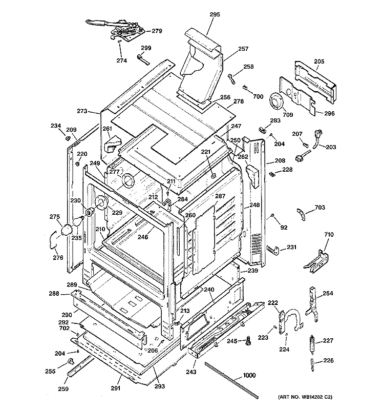 BODY PARTS Diagram and Parts List for JGBP27DEM1WW  General Electric Range