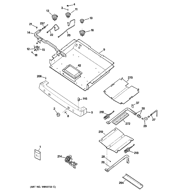 GAS & BURNER PARTS Diagram and Parts List for JGBP85BEL2BB  General Electric Range