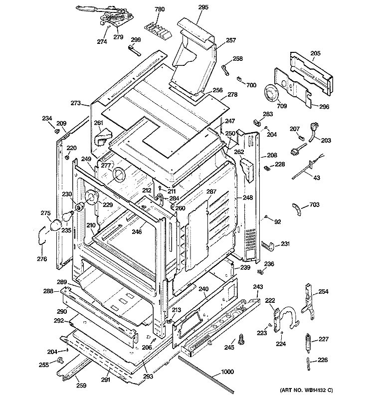 BODY PARTS Diagram and Parts List for JGBP87SEM1SS  General Electric Range