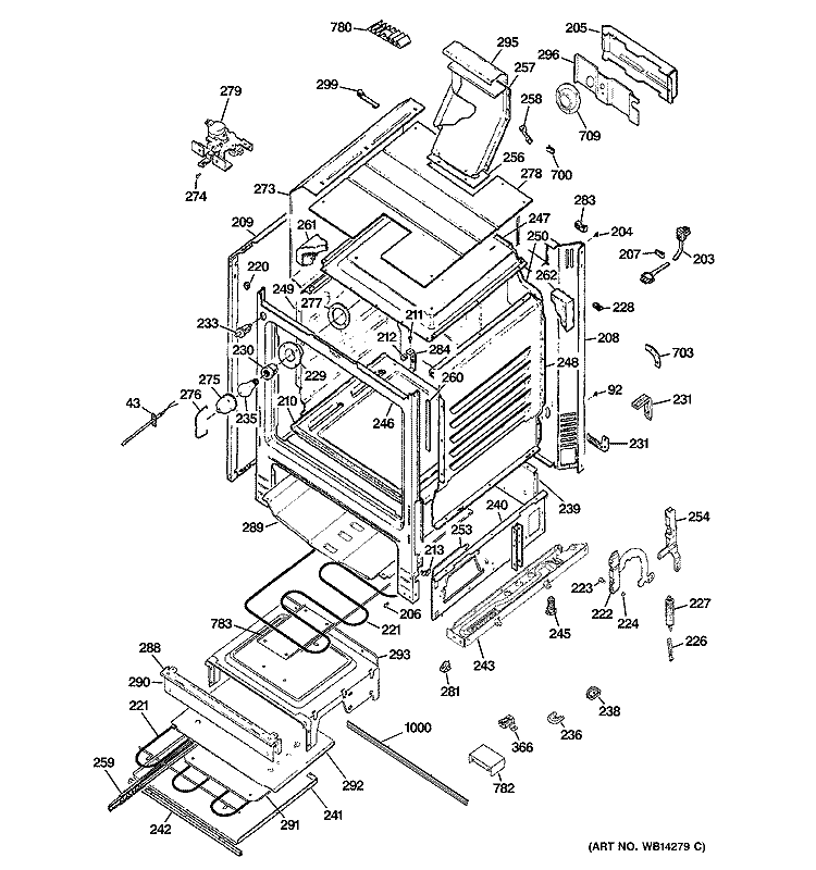 BODY PARTS Diagram and Parts List for JGBP89SEM1SS  General Electric Range