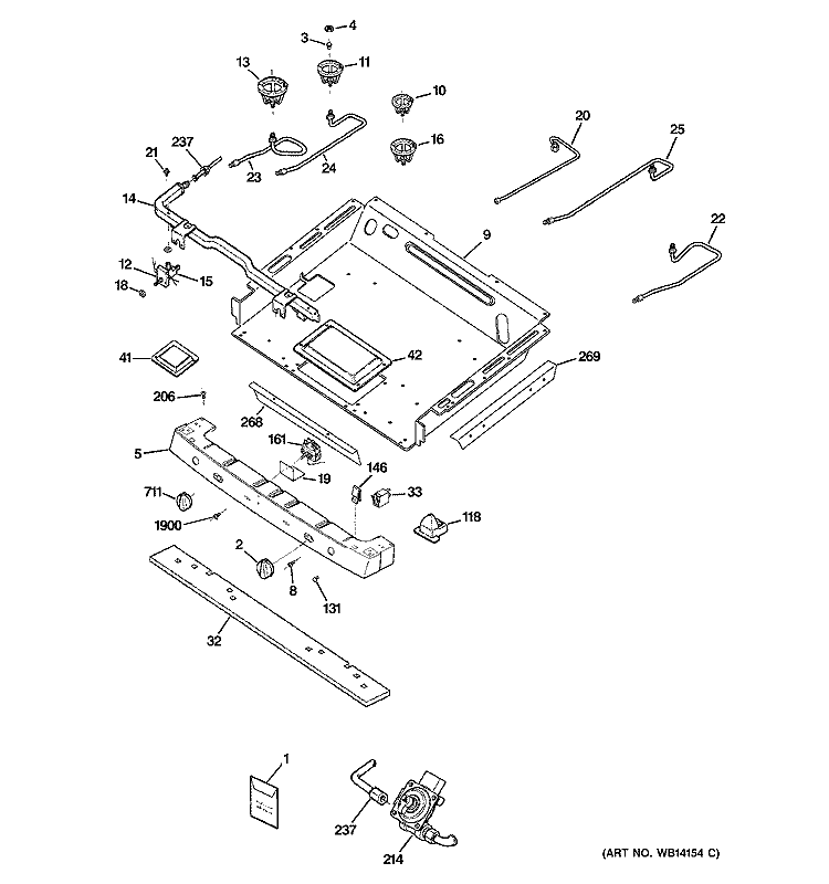 GAS & BURNER PARTS Diagram and Parts List for P2B918SEM1SS  General Electric Range