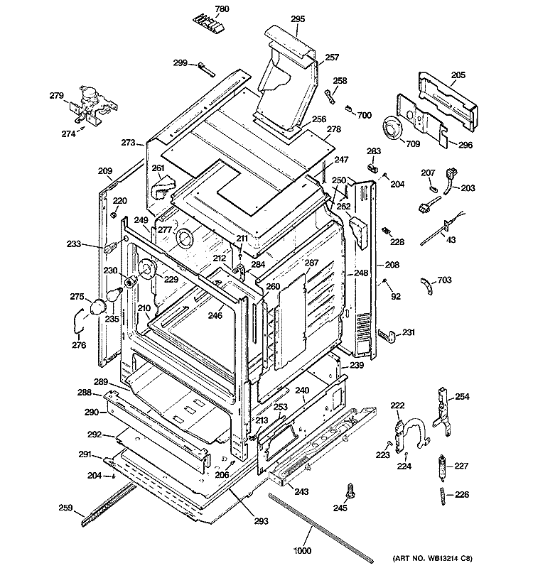 BODY PARTS Diagram and Parts List for PGB900DEM1CC  General Electric Range