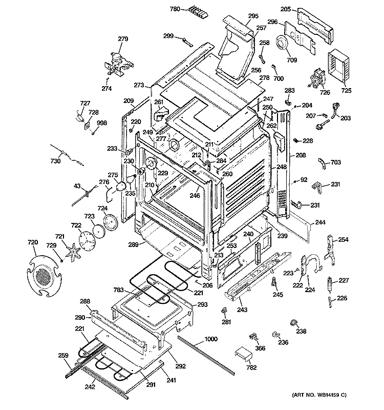 BODY PARTS Diagram and Parts List for PGB918SEM1SS  General Electric Range