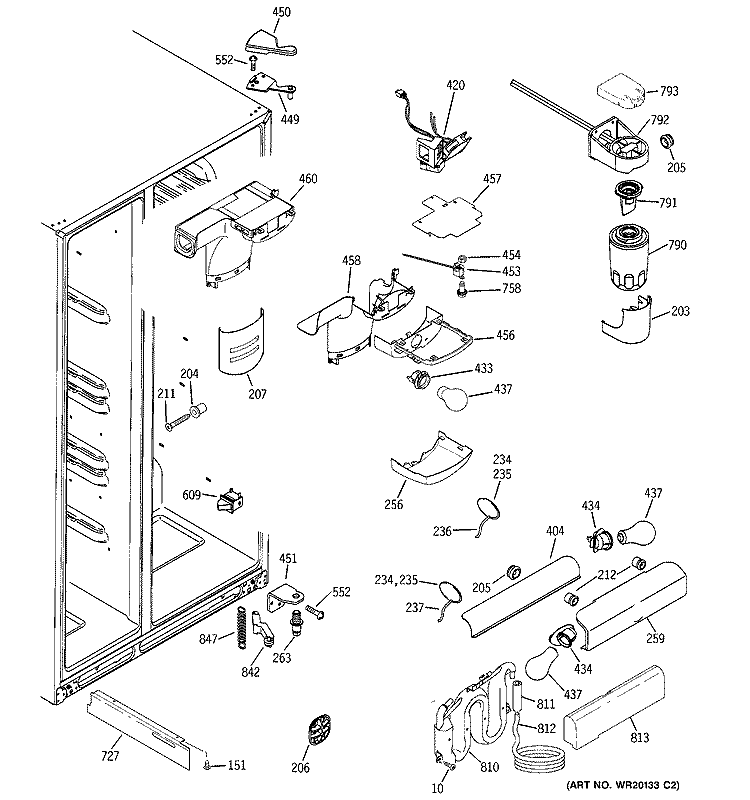FRESH FOOD SECTION Diagram and Parts List for GSC23KSWASS  General Electric Refrigerator