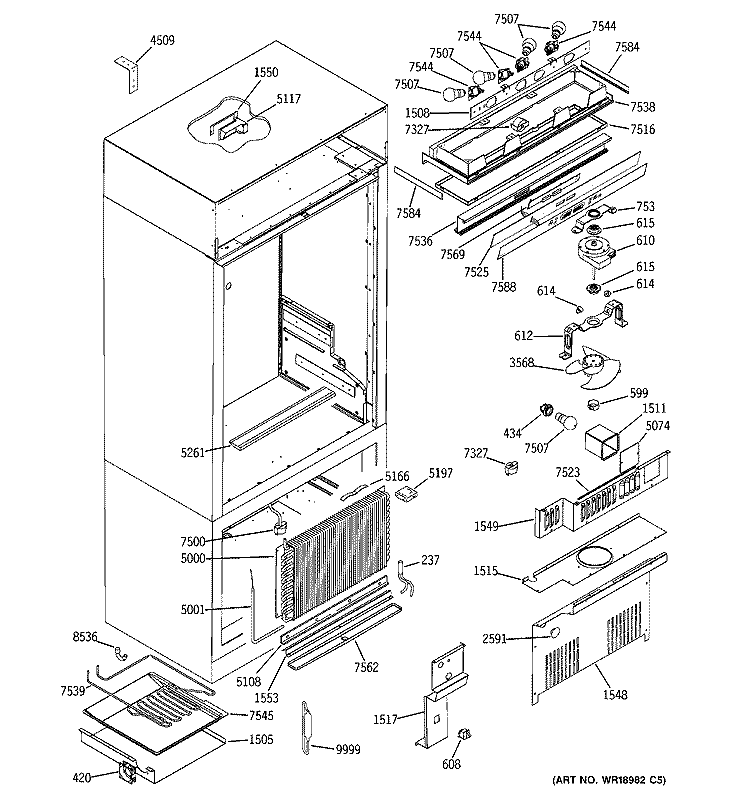 CONTROLS & COMPONENTS Diagram and Parts List for ZICS360NRHLH  General Electric Refrigerator