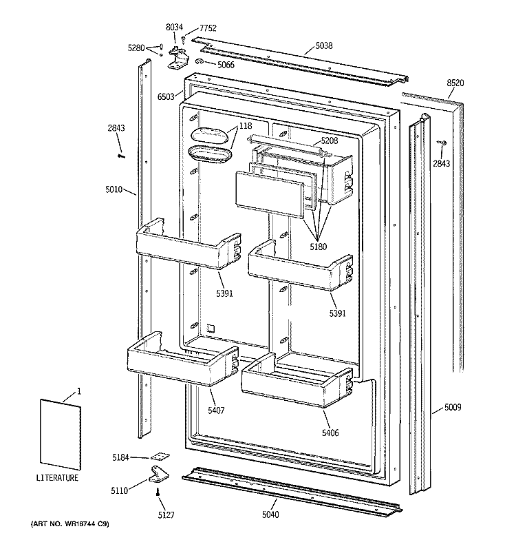 DOOR Diagram and Parts List for ZIR36NMARH  General Electric Refrigerator