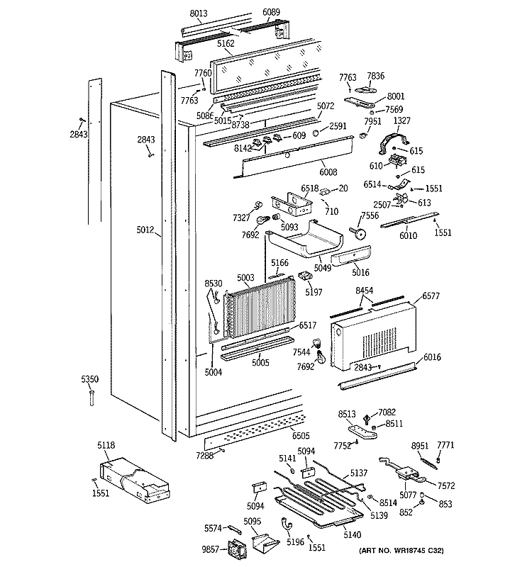 CABINET Diagram and Parts List for ZIR36NMARH  General Electric Refrigerator
