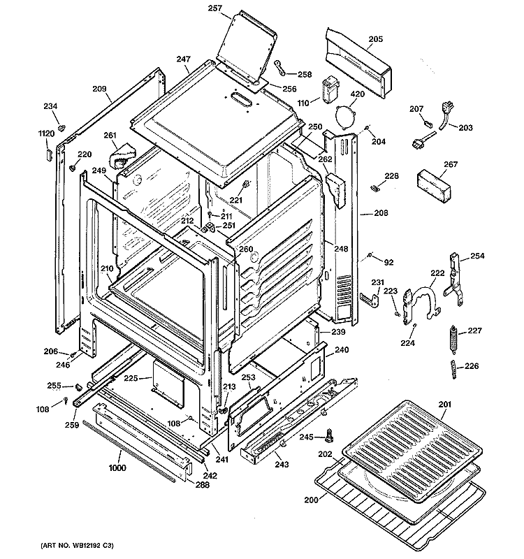 BODY PARTS Diagram and Parts List for RGB524PEH4CT  Hotpoint Range
