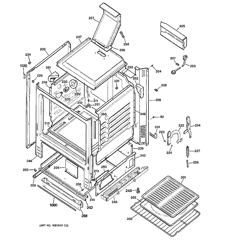 BODY PARTS Diagram and Parts List for RGB533BEK5BB  Hotpoint Range