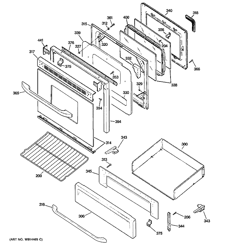 DOOR & DRAWER PARTS Diagram and Parts List for RGB790SEHASA  Hotpoint Range