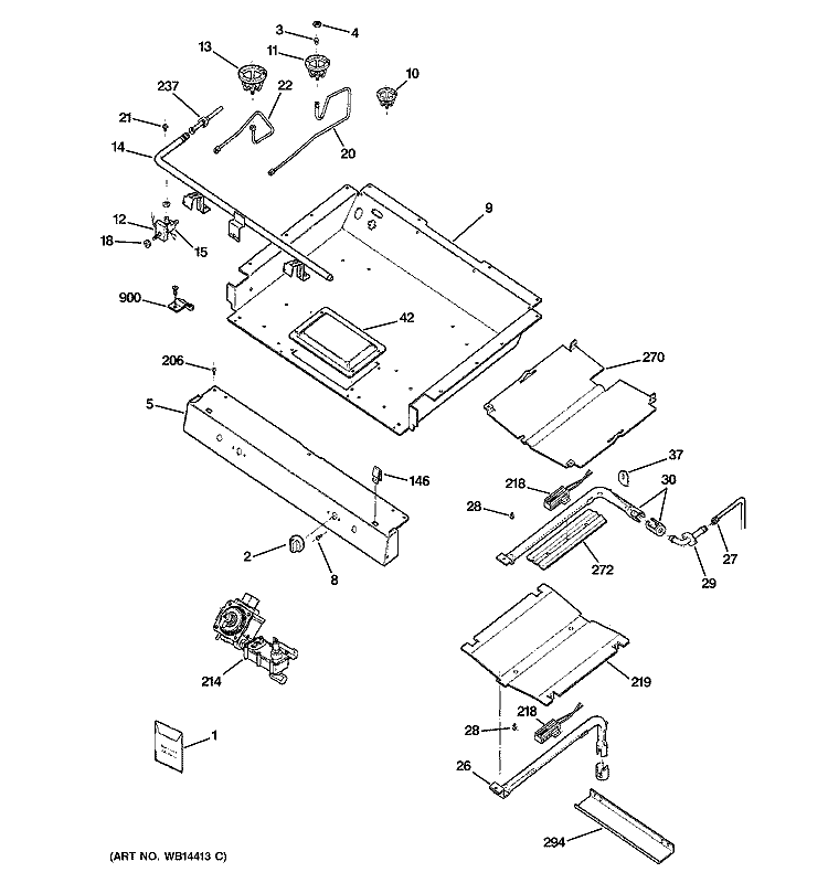 GAS & BURNER PARTS Diagram and Parts List for RGB740BEHBCT  Hotpoint Range