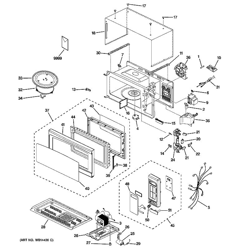 MICROWAVE Diagram and Parts List for JEM25DM1BB  General Electric Microwave