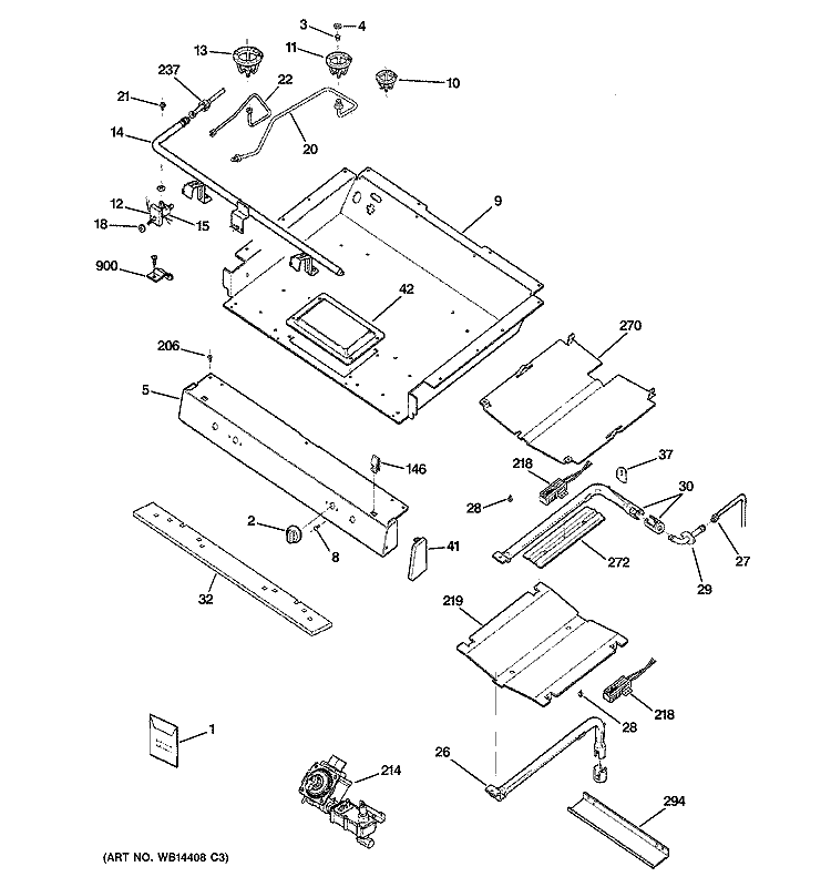 GAS & BURNER PARTS Diagram and Parts List for JGBP30SEK6SS  General Electric Range