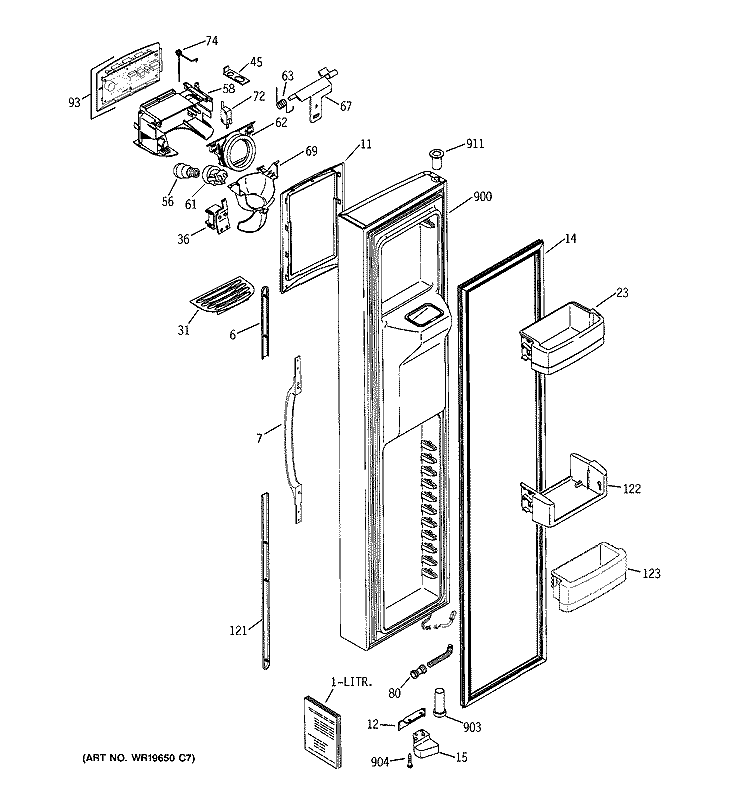 FREEZER DOOR Diagram and Parts List for HSK27MGSECCC  Hotpoint Refrigerator