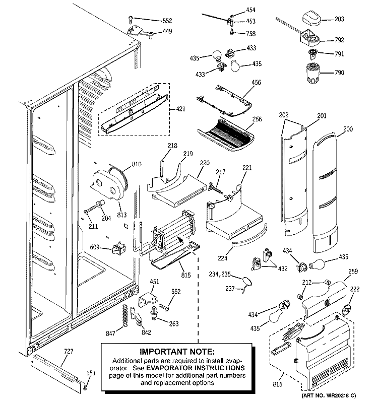 FRESH FOOD SECTION Diagram and Parts List for PHE25MGTEFBB  General Electric Refrigerator