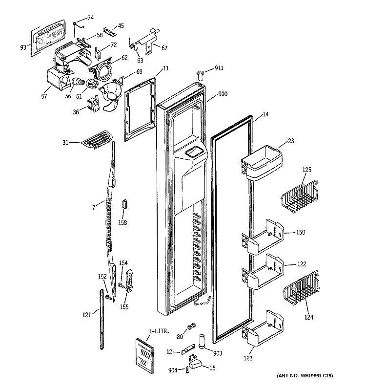 FREEZER DOOR Diagram and Parts List for PSE27NHTECBB  General Electric Refrigerator