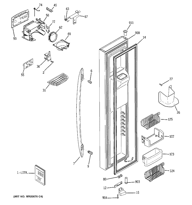 FREEZER DOOR Diagram and Parts List for PSS26PSWCSS  General Electric Refrigerator