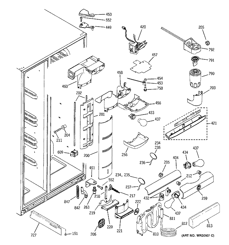 FRESH FOOD SECTION Diagram and Parts List for PSS29NSTGSS  General Electric Refrigerator