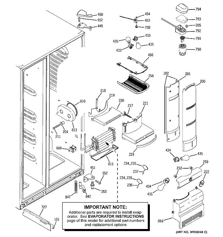 FRESH FOOD SECTION Diagram and Parts List for PSW23PSWCSS  General Electric Refrigerator