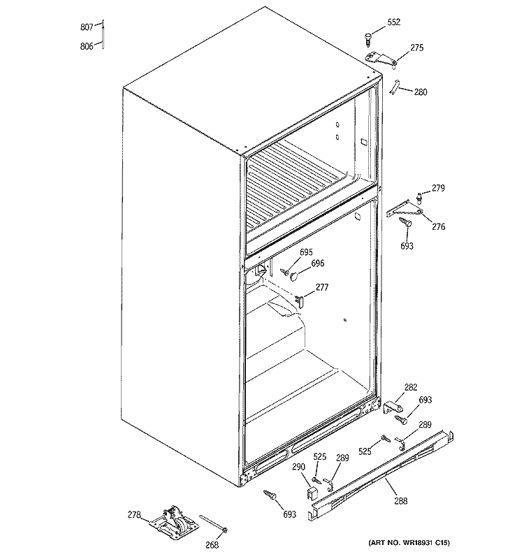 CASE PARTS Diagram and Parts List for GTS22ICSARCC  General Electric Refrigerator