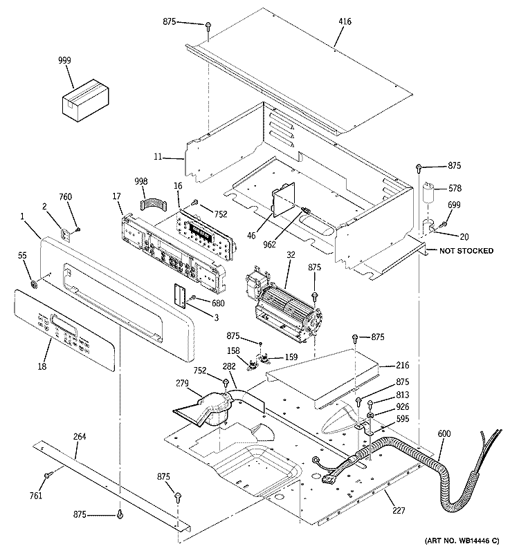 CONTROL PANEL Diagram and Parts List for JKP75SM1SS  General Electric Wall Oven
