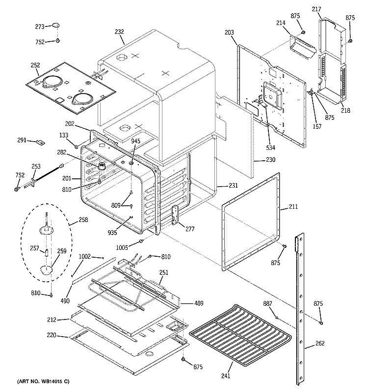 UPPER OVEN Diagram and Parts List for JKP75SM1SS  General Electric Wall Oven
