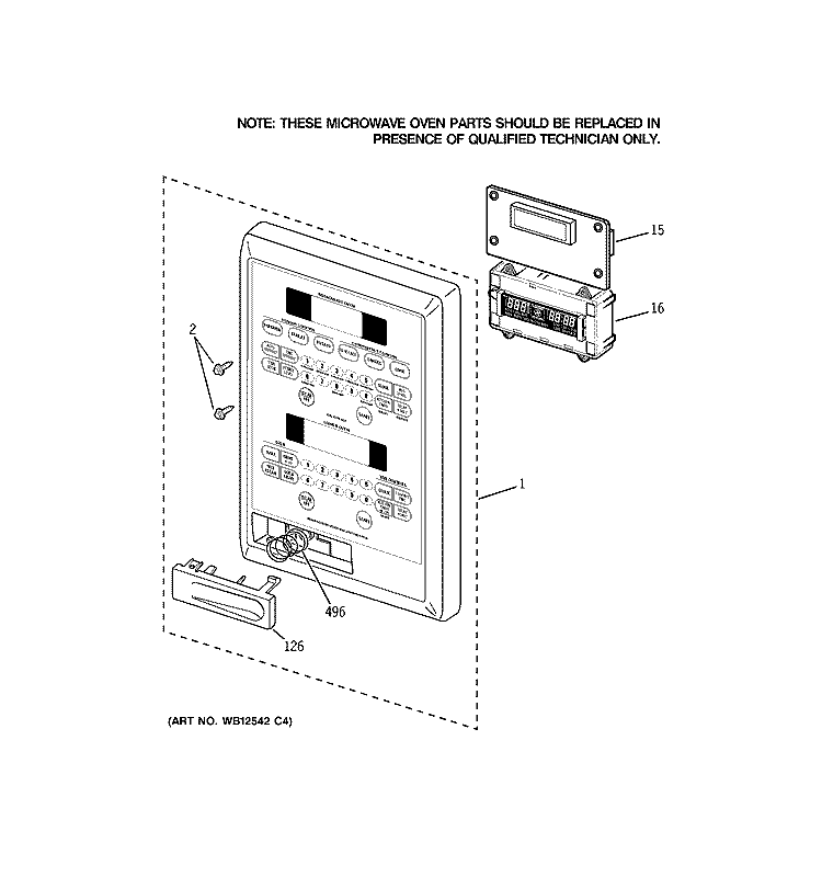 MICROWAVE CONTROL PANEL Diagram and Parts List for PT970BM1BB  General Electric Microwave Oven Combo